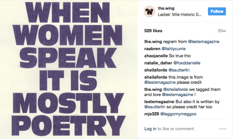 Screenshot via Instagram/The Wing.